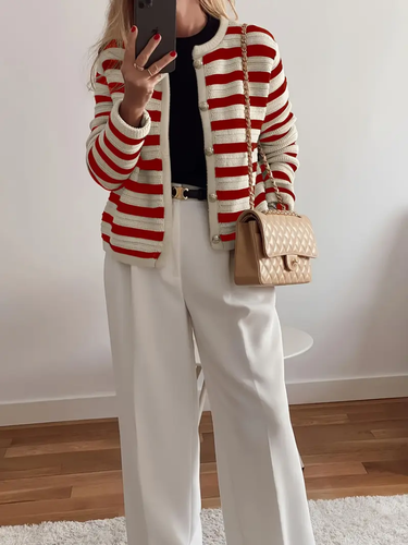 ESTELA | CÁRDIGAN DE MUJER | PUNTO A RAYAS Y ESTILO CASUAL