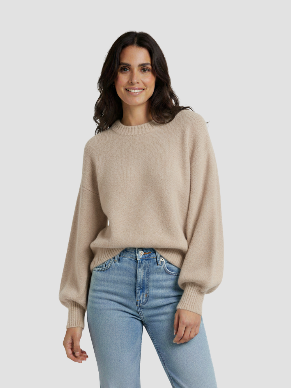 SOLVÉRA | SUÉTER TEJIDO OVERSIZE DE CUELLO REDONDO PARA MUJER