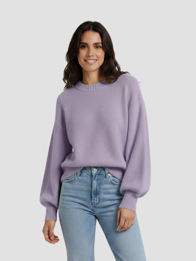 SOLVÉRA | SUÉTER TEJIDO OVERSIZE DE CUELLO REDONDO PARA MUJER