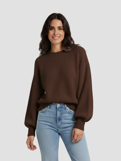 SOLVÉRA | SUÉTER TEJIDO OVERSIZE DE CUELLO REDONDO PARA MUJER