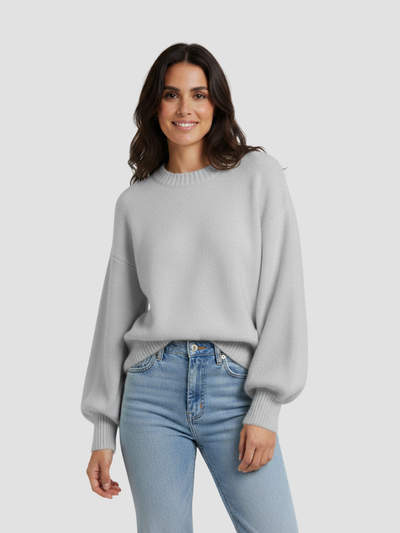 SOLVÉRA | SUÉTER TEJIDO OVERSIZE DE CUELLO REDONDO PARA MUJER