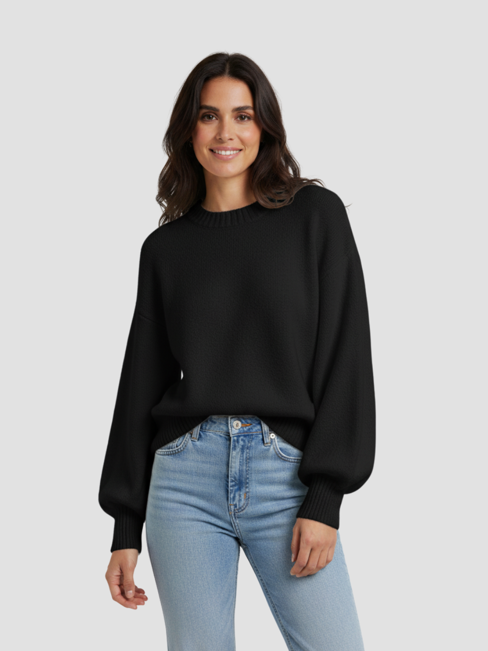 SOLVÉRA | SUÉTER TEJIDO OVERSIZE DE CUELLO REDONDO PARA MUJER