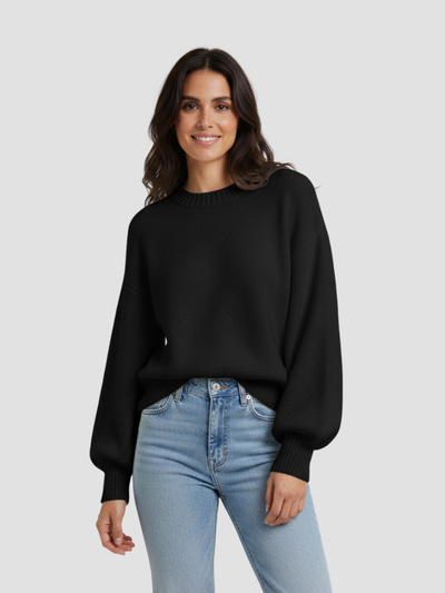 SOLVÉRA | SUÉTER TEJIDO OVERSIZE DE CUELLO REDONDO PARA MUJER