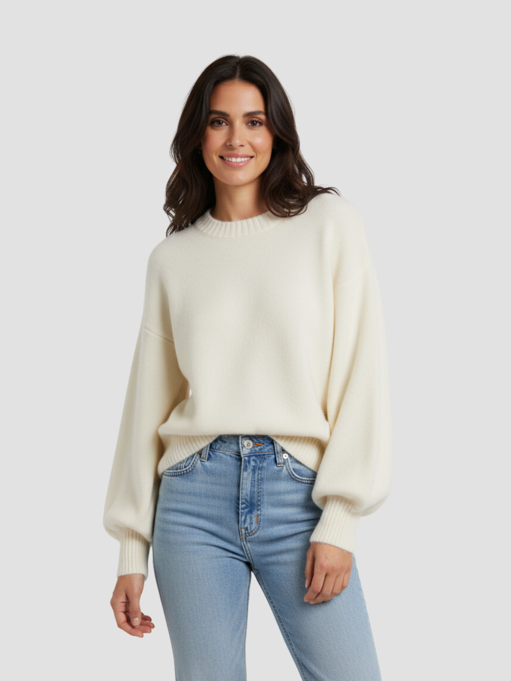 SOLVÉRA | SUÉTER TEJIDO OVERSIZE DE CUELLO REDONDO PARA MUJER