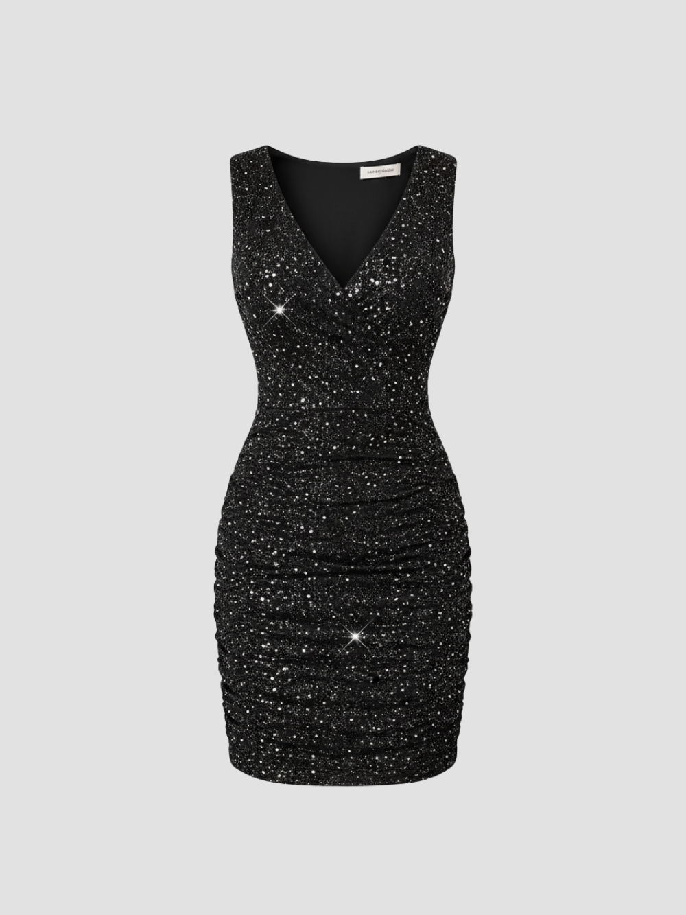 CELESTARA | VESTIDO COCKTAIL ESCOTE EN V – DESTELLO ELEGANTE Y SILUETA DEFINIDA