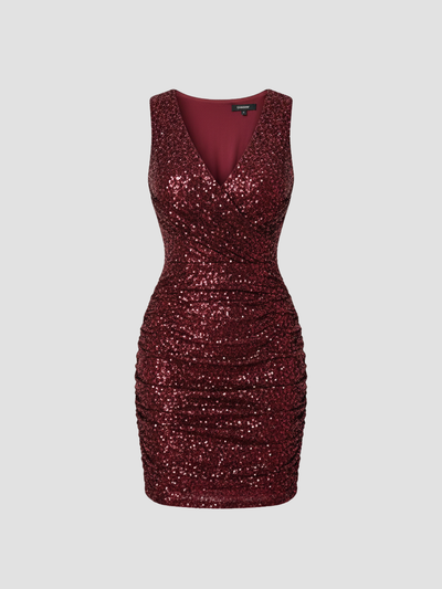 CELESTARA | VESTIDO COCKTAIL ESCOTE EN V – DESTELLO ELEGANTE Y SILUETA DEFINIDA