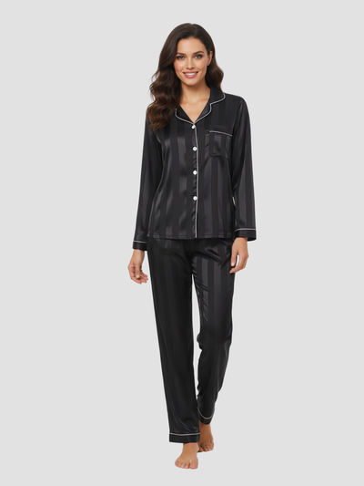 SERENIQUE | PIJAMA DE MUJER EN SATÉN – ESTILO CLÁSICO CON BRILLO ELEGANTE