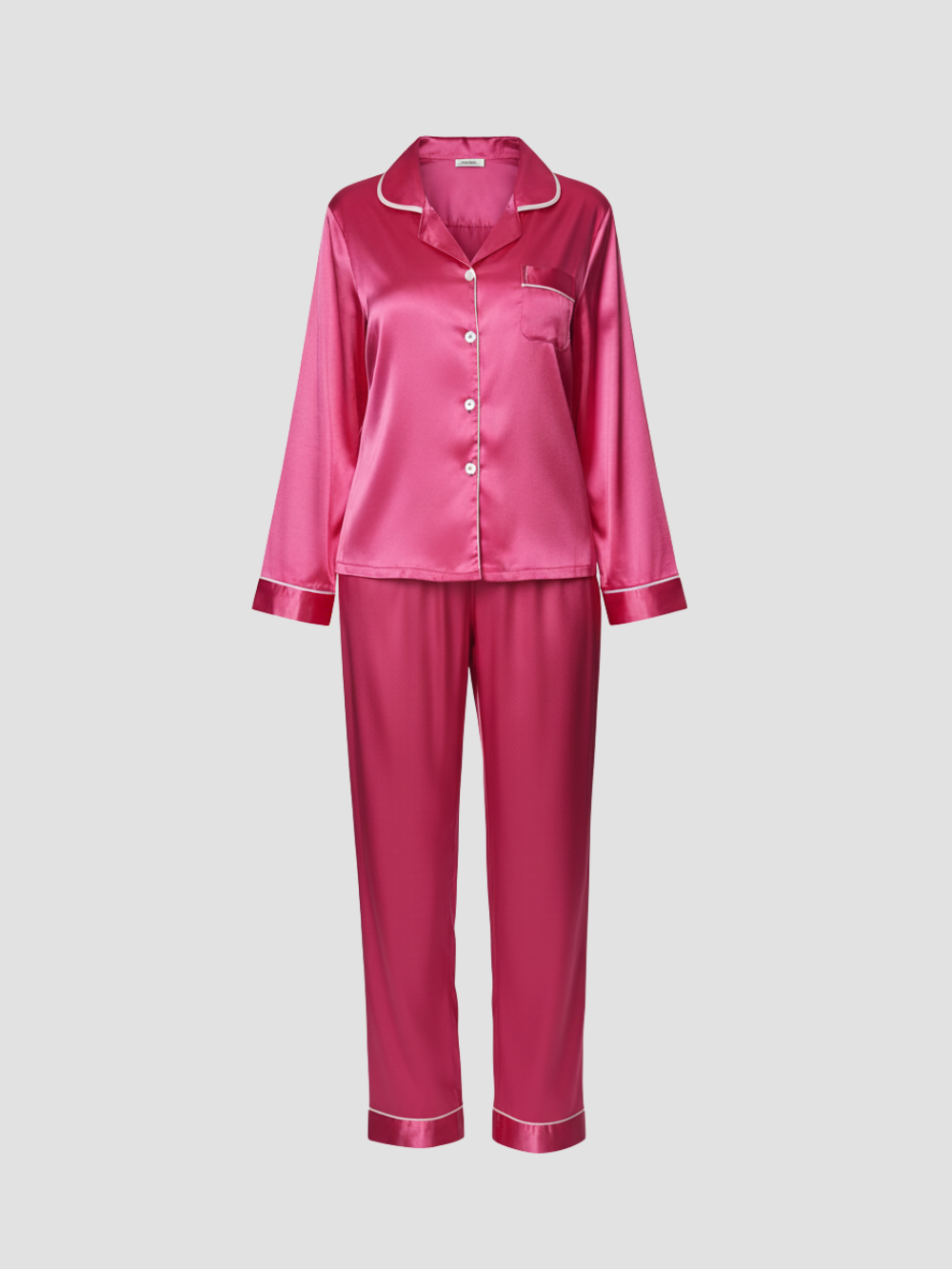 LUMIERA | PIJAMA LARGO SATINADO PARA MUJER – BRILLO DELICADO Y CONFORT CLÁSICO