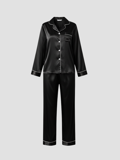 LUMIERA | PIJAMA LARGO SATINADO PARA MUJER – BRILLO DELICADO Y CONFORT CLÁSICO