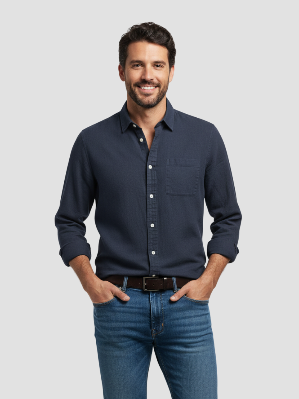 ARISTON | CAMISA MASCULINA DE ALGODÓN CEPILLADO – AJUSTE MODERNO Y CONFORT ATEMPORAL