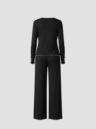 VELVIANNE | PIJAMA DE MUJER CON VOLANTES – SUAVIDAD ELEGANTE PARA EL DESCANSO