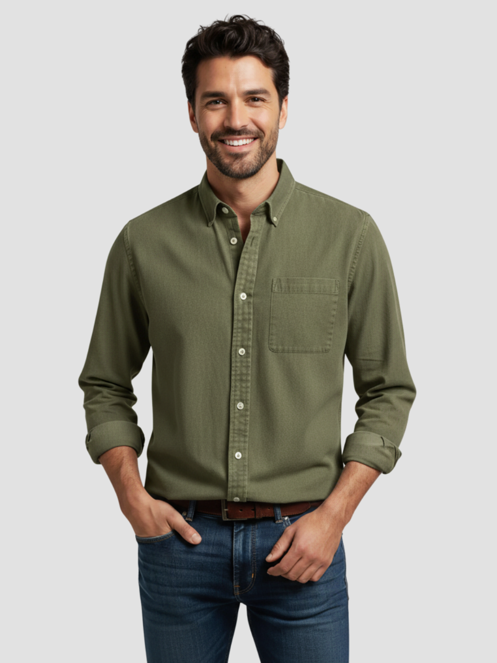 ARISTON | CAMISA MASCULINA DE ALGODÓN CEPILLADO – AJUSTE MODERNO Y CONFORT ATEMPORAL
