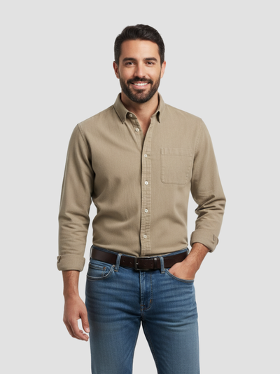 ARISTON | CAMISA MASCULINA DE ALGODÓN CEPILLADO – AJUSTE MODERNO Y CONFORT ATEMPORAL