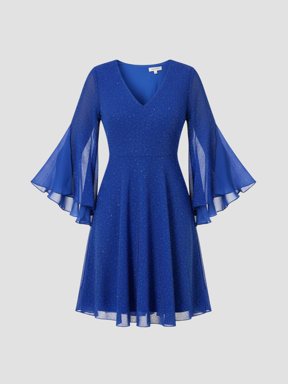 STELLAVIA | VESTIDO DE FIESTA CON MANGAS CAPA – BRILLO SOFISTICADO Y ELEGANCIA FLUIDA