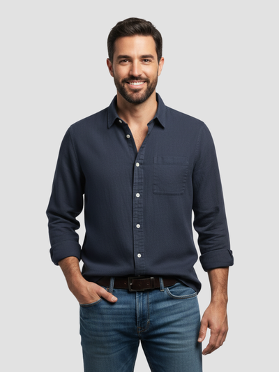 ARISTON | CAMISA MASCULINA DE ALGODÓN CEPILLADO – AJUSTE MODERNO Y CONFORT ATEMPORAL