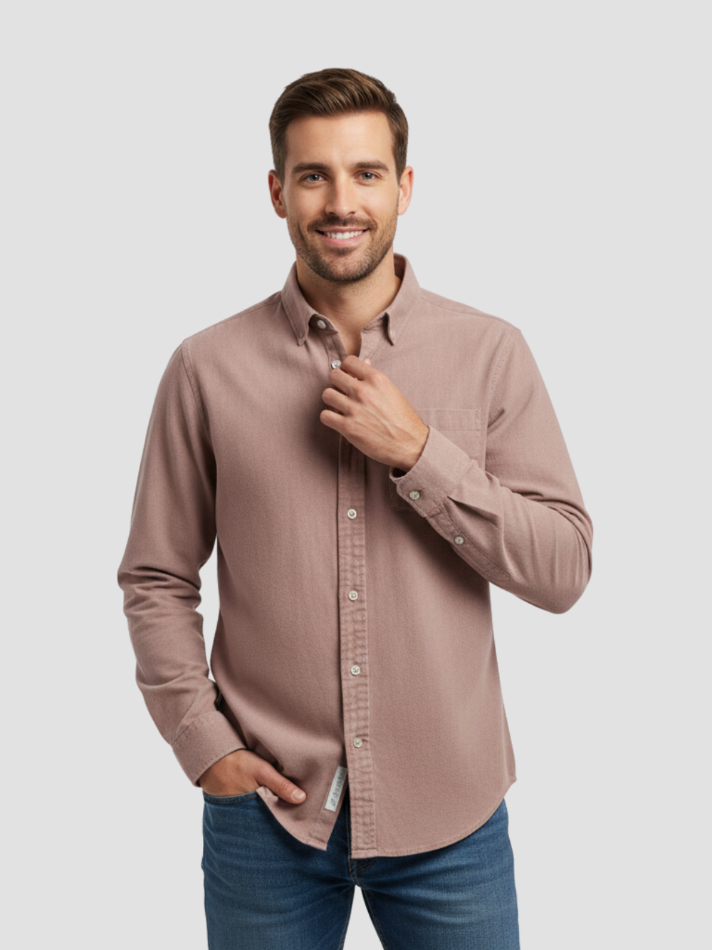 ARISTON | CAMISA MASCULINA DE ALGODÓN CEPILLADO – AJUSTE MODERNO Y CONFORT ATEMPORAL