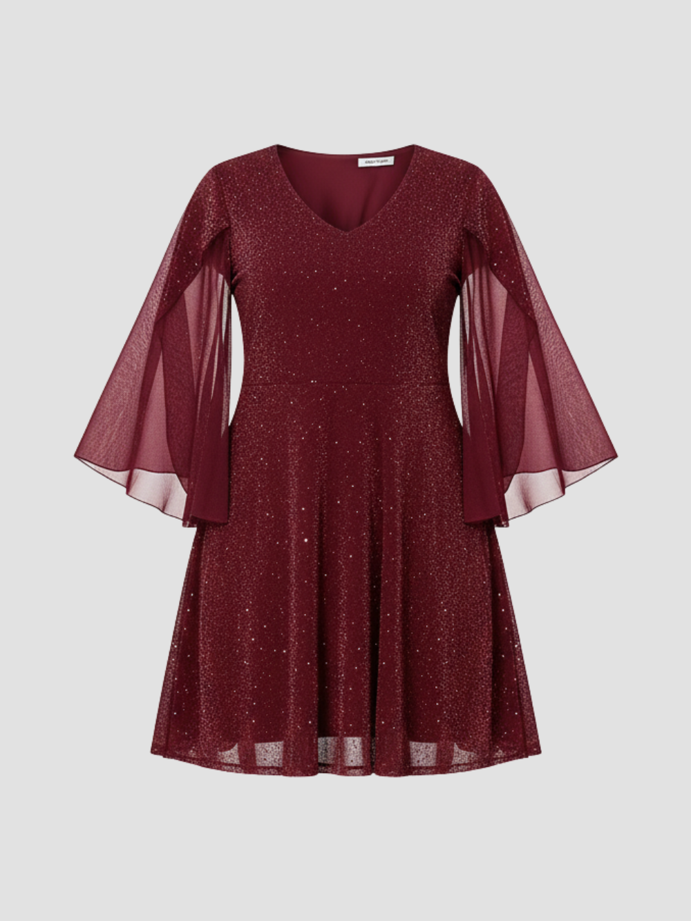 STELLAVIA | VESTIDO DE FIESTA CON MANGAS CAPA – BRILLO SOFISTICADO Y ELEGANCIA FLUIDA