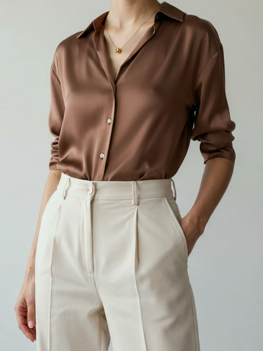 YARA | BLUSA DE SATÉN | BOTONES Y ELEGANCIA MINIMALISTA