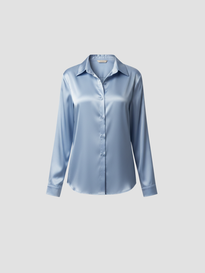 SOLENNE | BLUSA DE SATÉN PARA MUJER – ELEGANCIA ATEMPORAL CON ACABADO LUMINOSO