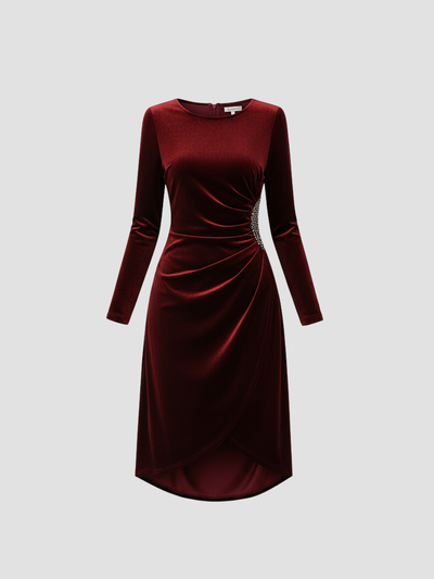 VERADIS | VESTIDO DE TERCIOPELO CON FRUNCIDO LATERAL – SOFISTICACIÓN PARA OCASIONES ESPECIALES