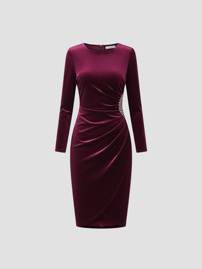 VERADIS | VESTIDO DE TERCIOPELO CON FRUNCIDO LATERAL – SOFISTICACIÓN PARA OCASIONES ESPECIALES