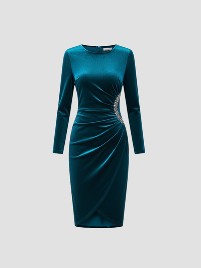 VERADIS | VESTIDO DE TERCIOPELO CON FRUNCIDO LATERAL – SOFISTICACIÓN PARA OCASIONES ESPECIALES