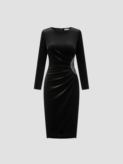 VERADIS | VESTIDO DE TERCIOPELO CON FRUNCIDO LATERAL – SOFISTICACIÓN PARA OCASIONES ESPECIALES