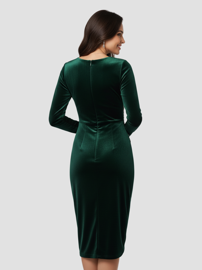 VERADIS | VESTIDO DE TERCIOPELO CON FRUNCIDO LATERAL – SOFISTICACIÓN PARA OCASIONES ESPECIALES