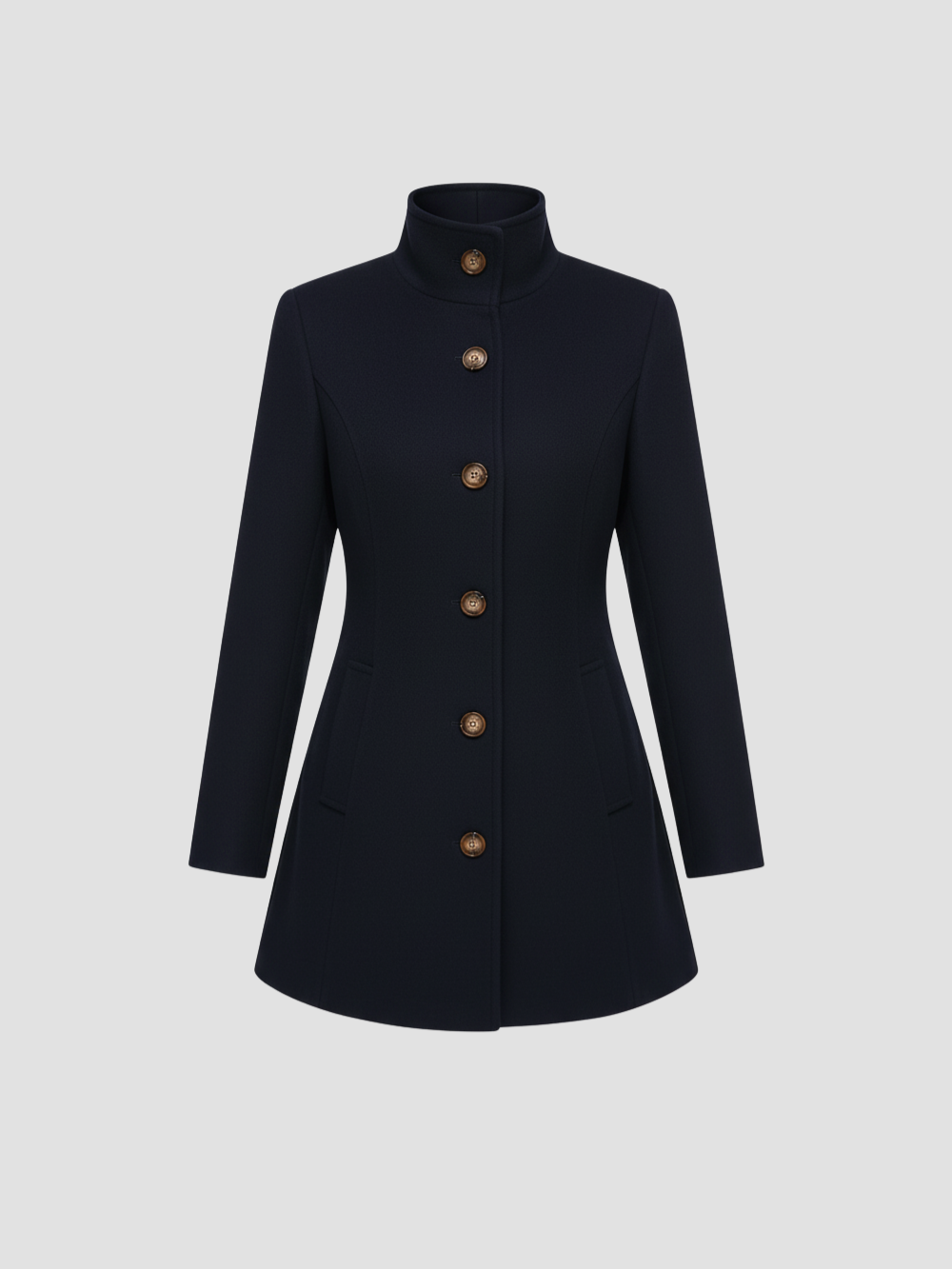 EULENA | ABRIGO DE MUJER CUELLO ALTO – ELEGANCIA LIMPIA Y ABRIGO LIGERO