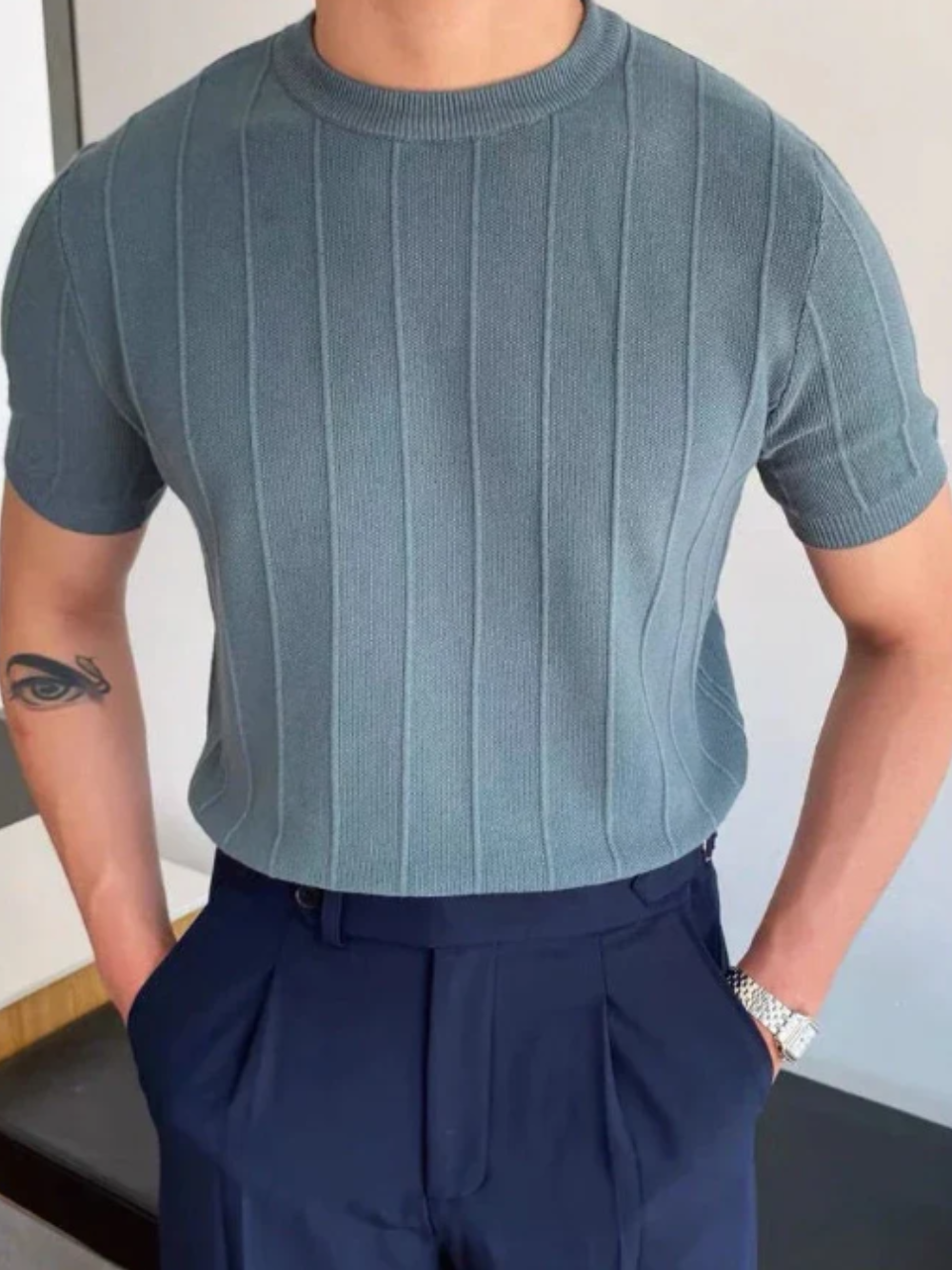 DIEGO | CAMISETA PUNTO HOMBRE | TEXTURA ACANALADA