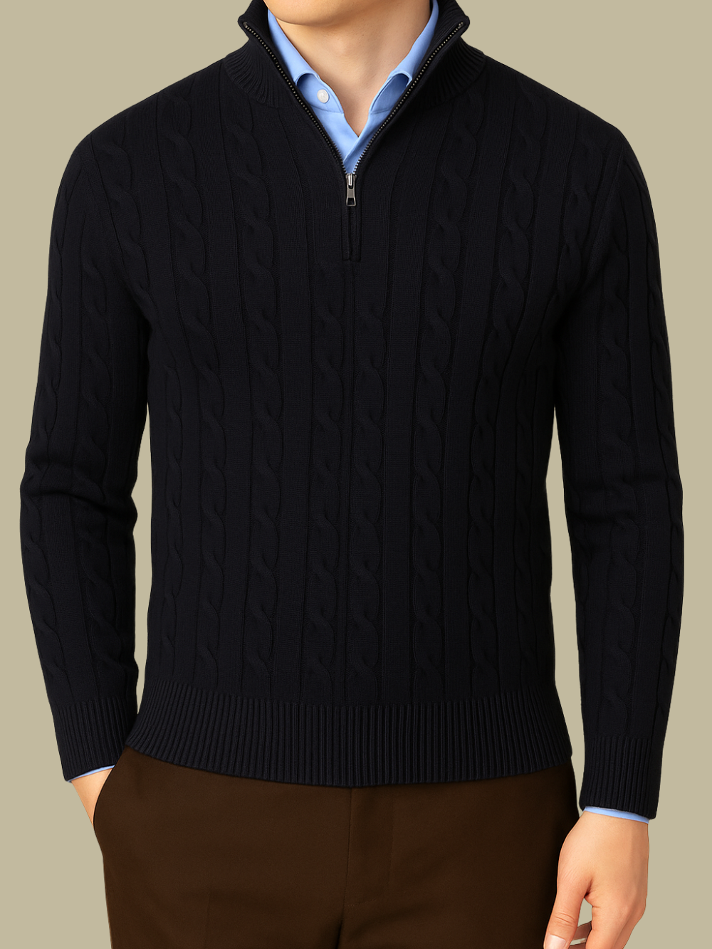 LORENZO | JERSEY TRENZADO CON CREMALLERA | ESTILO DEPORTIVO MODERNO