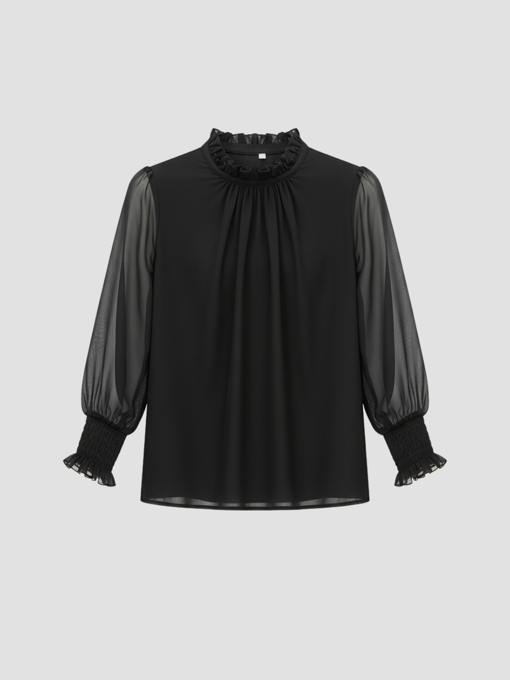 AUREMERA | BLUSA CON MANGAS DE GASA Y CUELLO FRUNCIDO – SOFISTICACIÓN SUAVE PARA CUALQUIER OCASIÓN