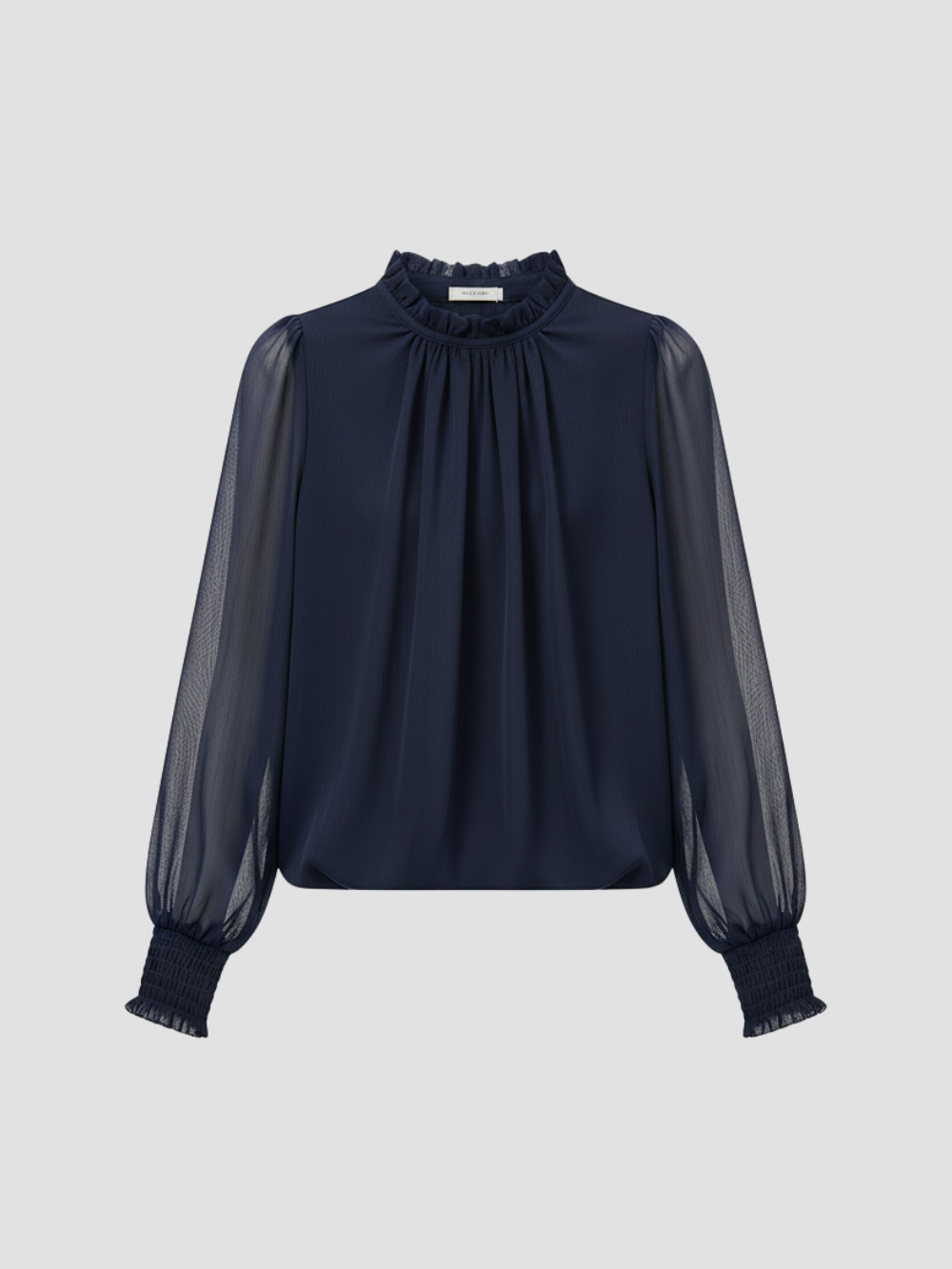 AUREMERA | BLUSA CON MANGAS DE GASA Y CUELLO FRUNCIDO – SOFISTICACIÓN SUAVE PARA CUALQUIER OCASIÓN