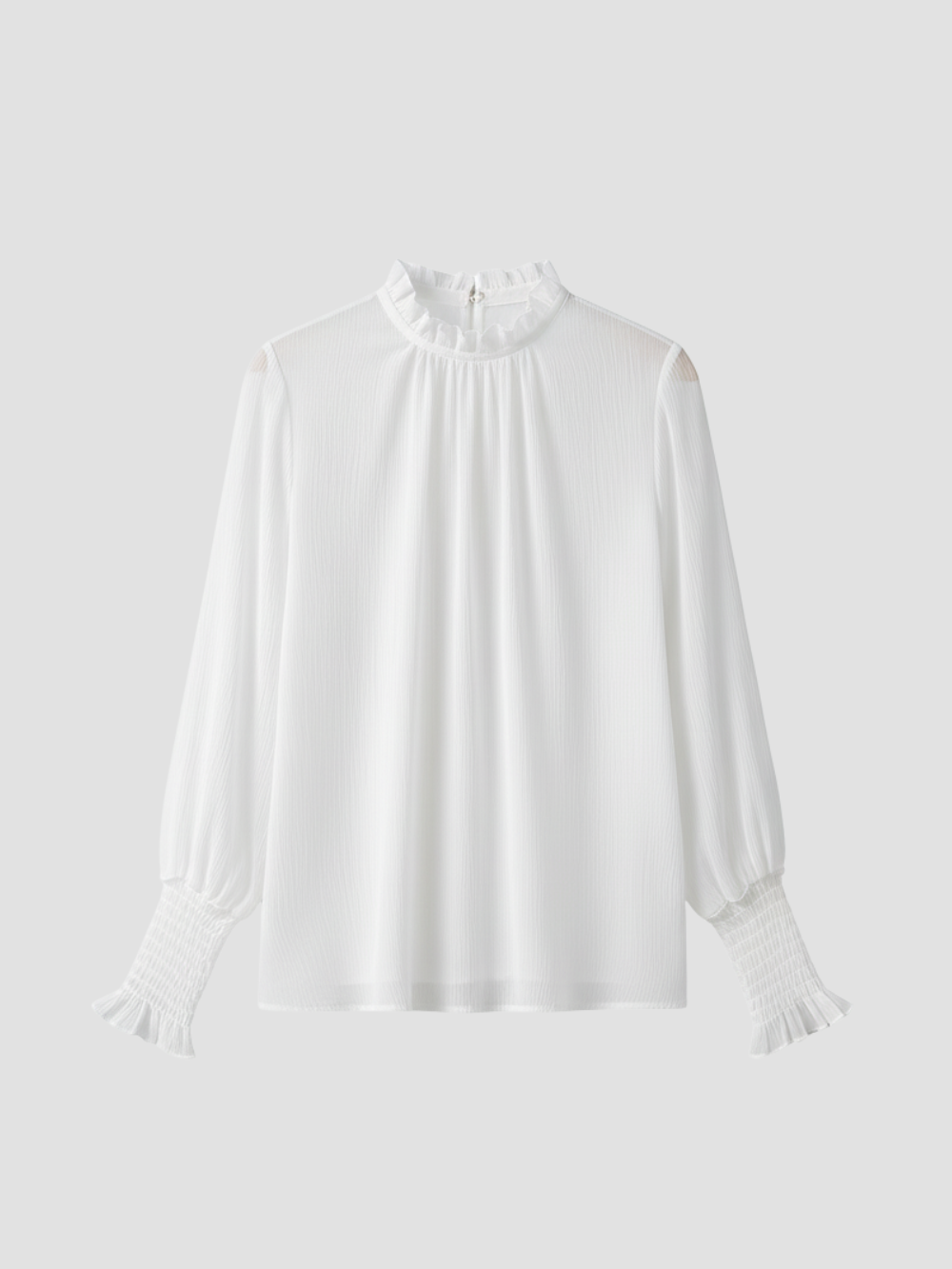 AUREMERA | BLUSA CON MANGAS DE GASA Y CUELLO FRUNCIDO – SOFISTICACIÓN SUAVE PARA CUALQUIER OCASIÓN