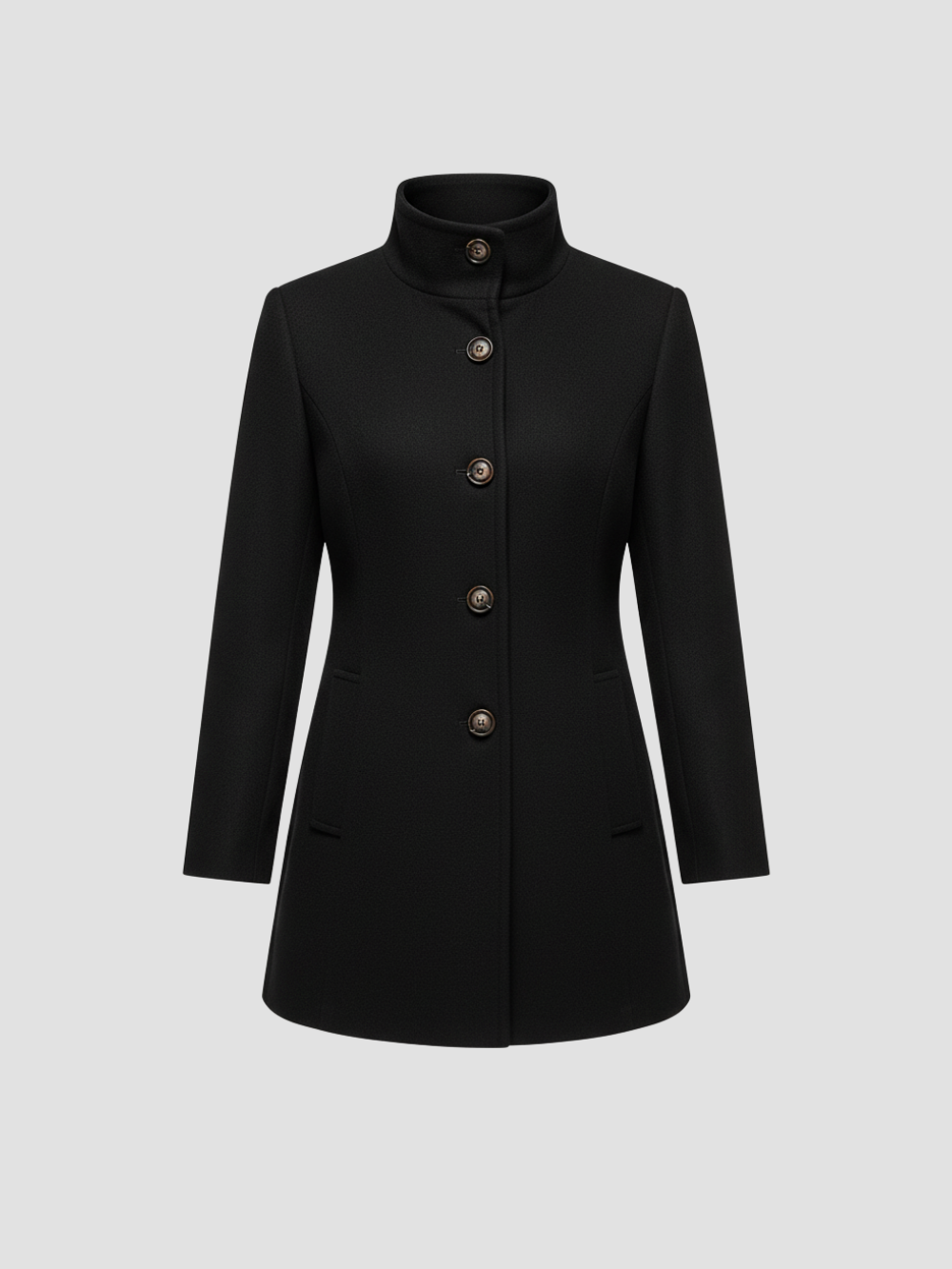 EULENA | ABRIGO DE MUJER CUELLO ALTO – ELEGANCIA LIMPIA Y ABRIGO LIGERO