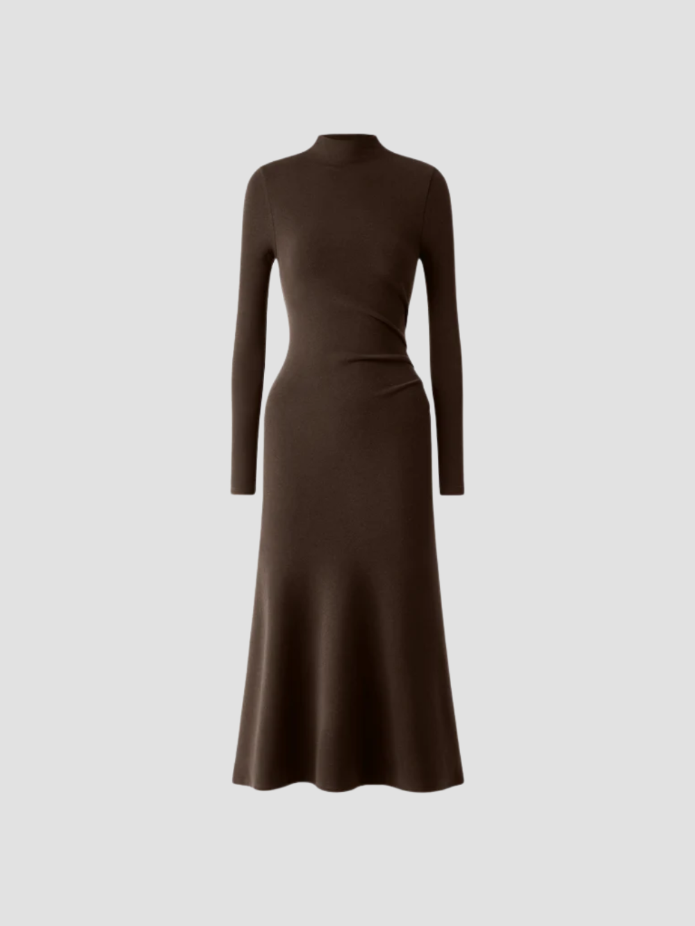 SOLARYN | VESTIDO MIDI TÉRMICO DE CUELLO ALTO – ELEGANCIA DEFINIDA Y CALIDEZ LIGERA