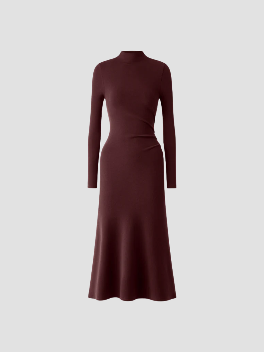 SOLARYN | VESTIDO MIDI TÉRMICO DE CUELLO ALTO – ELEGANCIA DEFINIDA Y CALIDEZ LIGERA