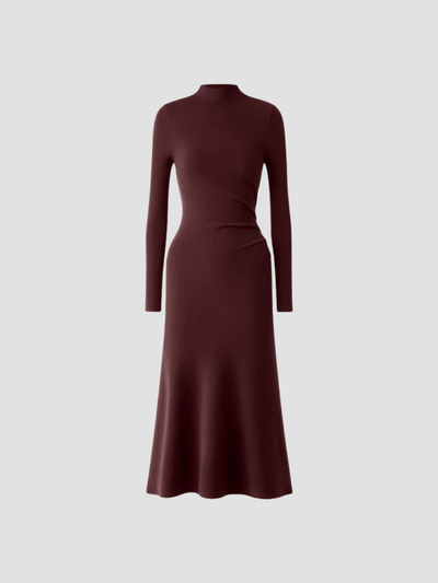 SOLARYN | VESTIDO MIDI TÉRMICO DE CUELLO ALTO – ELEGANCIA DEFINIDA Y CALIDEZ LIGERA