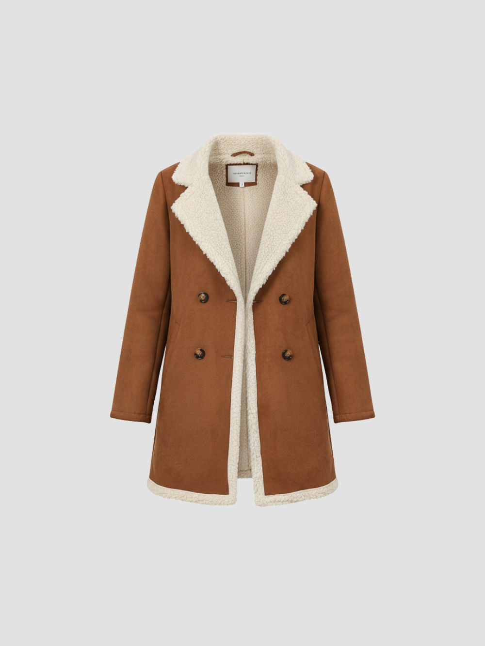 ALPAMIRA | ABRIGO CRUZADO CON FORRO SHERPA PARA MUJER – ELEGANCIA INVERNAL Y CALIDEZ SUPREMA