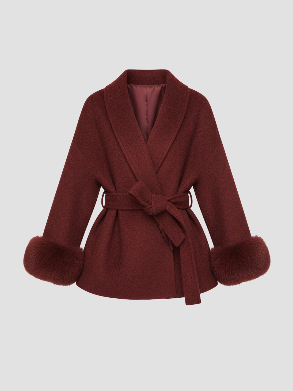 AVERLINE | ABRIGO DE MUJER CON CINTURÓN Y PUÑOS DE PELO  – CALIDEZ Y DISTINCIÓN