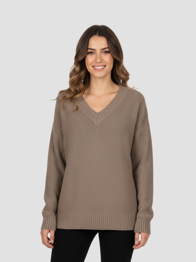 ALTHEVIA | SUÉTER DE MUJER CON ESCOTE EN V – TEXTURA SUAVE Y VERSATILIDAD ELEGANTE