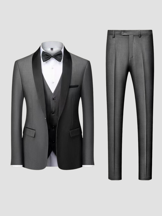 LEANDRO | TRAJE DE HOMBRE | SOLAPA SATINADA Y CORTE IMPECABLE