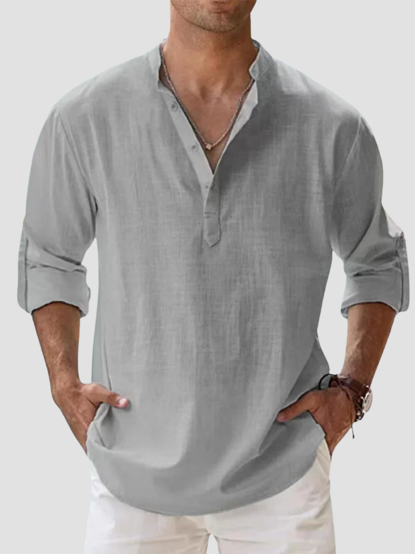 DORADO | CAMISETA HENLEY LARGA | ESTILO CASUAL-ELEGANTE