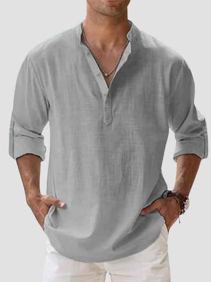 DORADO | CAMISETA HENLEY LARGA | ESTILO CASUAL-ELEGANTE