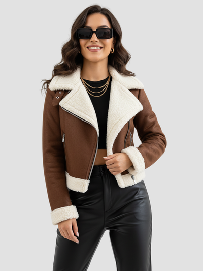 SORRELUXE | CHAQUETA DE MUJER CON DETALLES SHEARLING – SOFISTICACIÓN CÁLIDA PARA LA TEMPORADA FRÍA