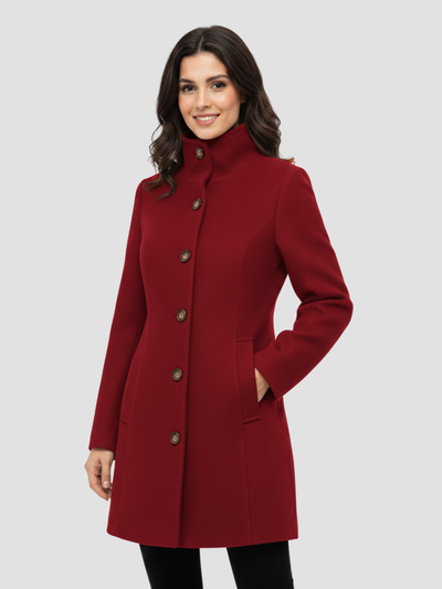 EULENA | ABRIGO DE MUJER CUELLO ALTO – ELEGANCIA LIMPIA Y ABRIGO LIGERO