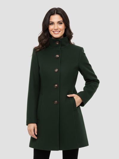 EULENA | ABRIGO DE MUJER CUELLO ALTO – ELEGANCIA LIMPIA Y ABRIGO LIGERO