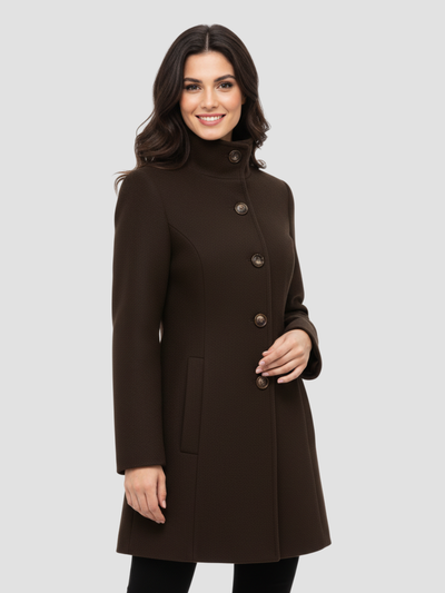 EULENA | ABRIGO DE MUJER CUELLO ALTO – ELEGANCIA LIMPIA Y ABRIGO LIGERO