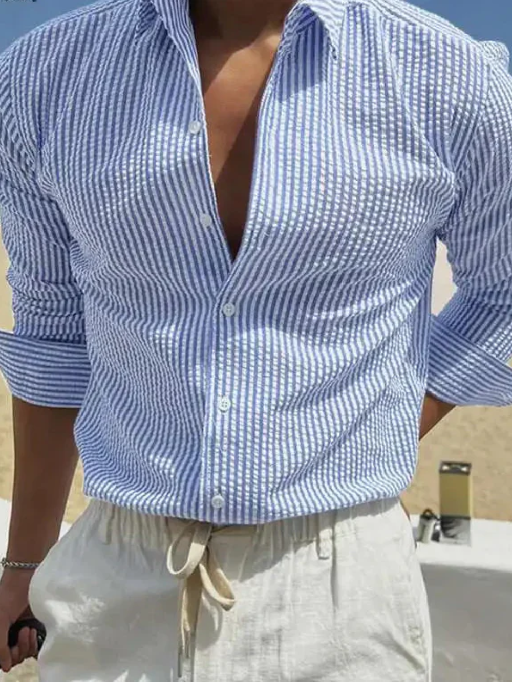 MARIN | CAMISA LINO-ALGODÓN A RAYAS | FRESCURA Y ESTILO