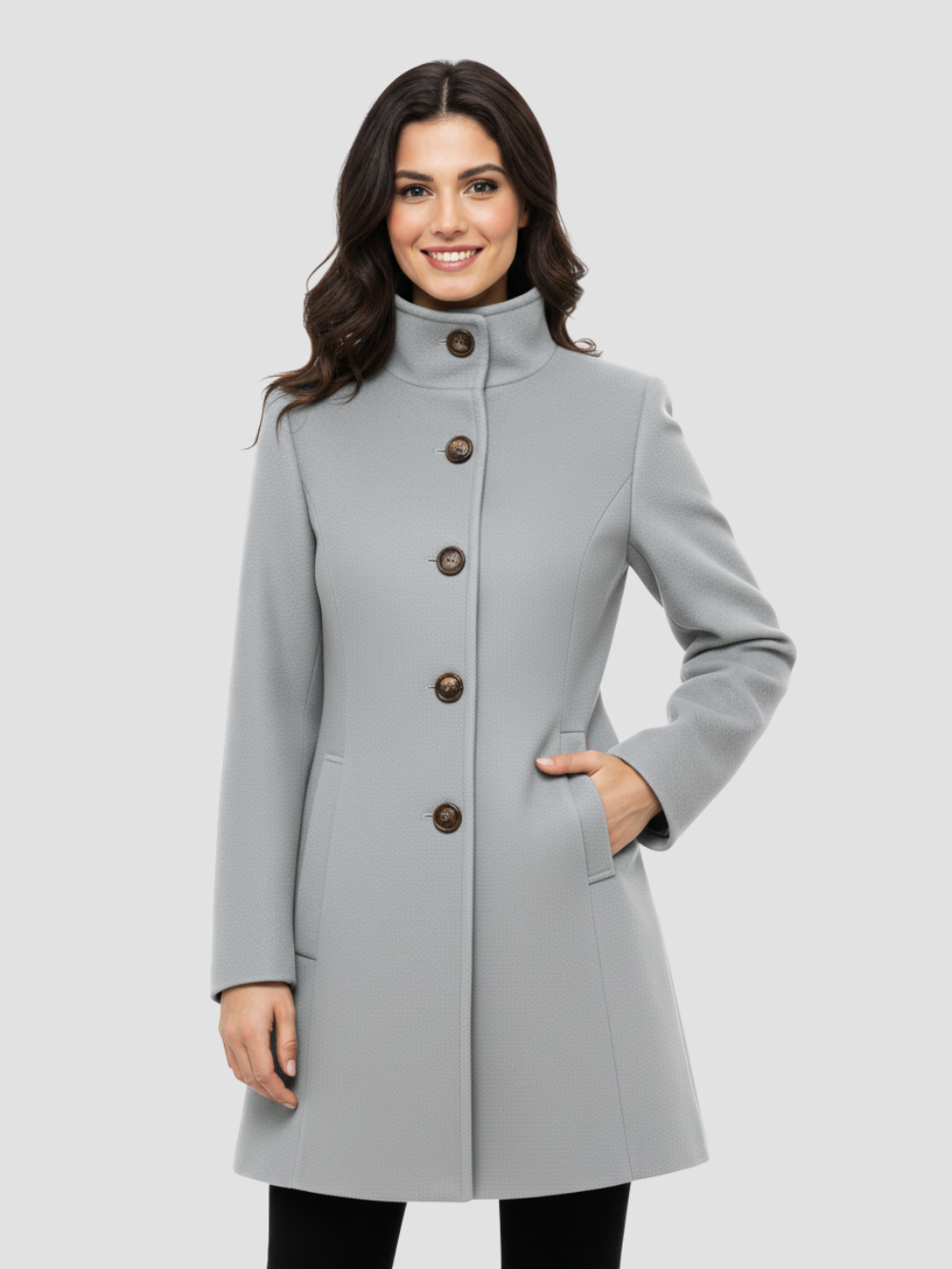 EULENA | ABRIGO DE MUJER CUELLO ALTO – ELEGANCIA LIMPIA Y ABRIGO LIGERO